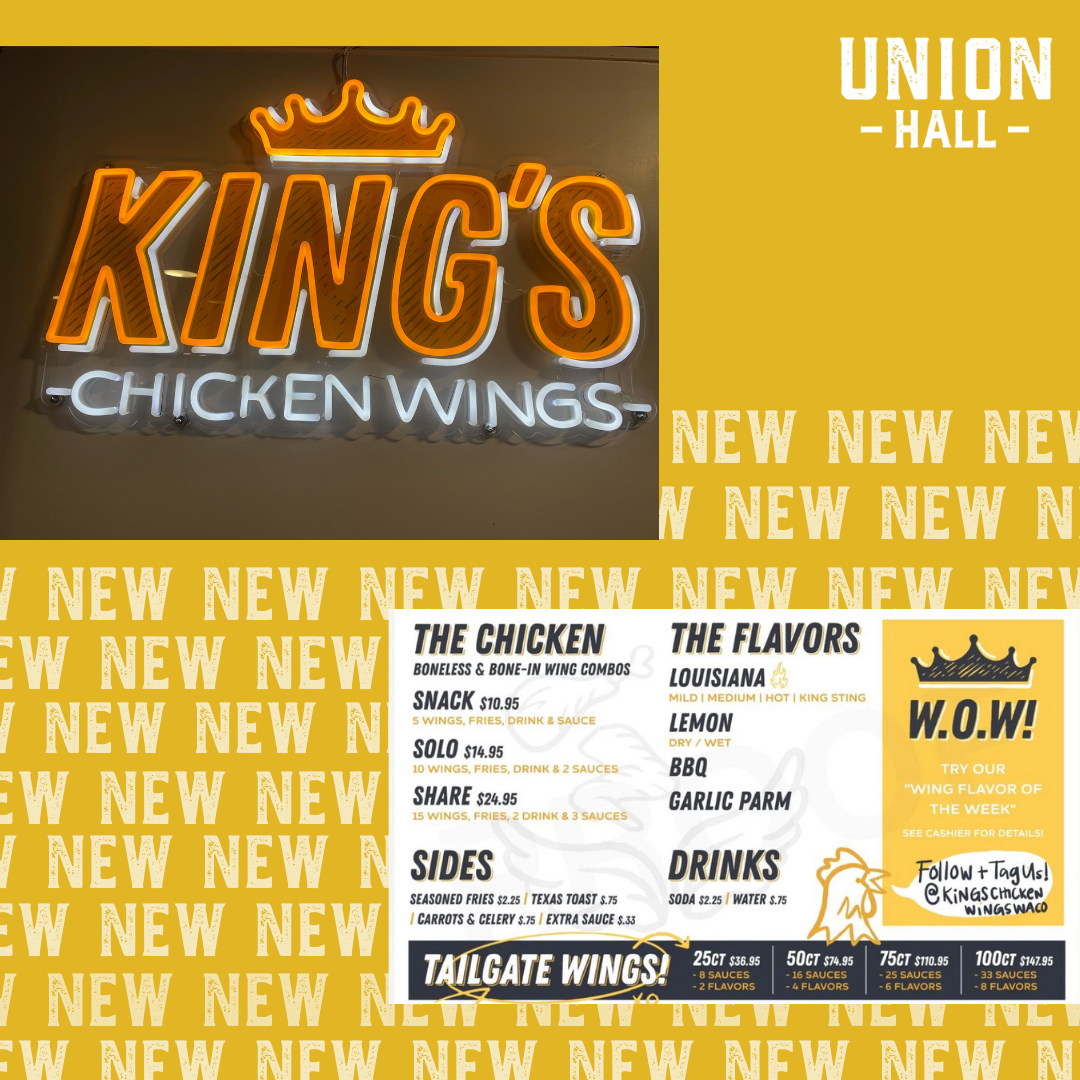 King’s Chicken Wings now open in Downtown Waco’s Union Hall Texas